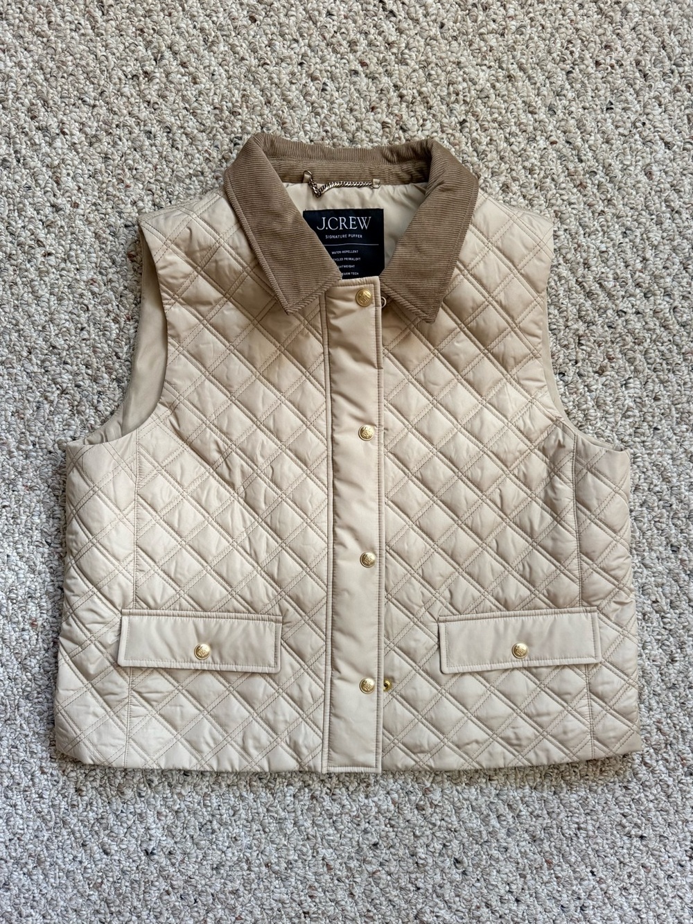 J.Crew Quilted Barn Vest | Corduroy Collar | Size L